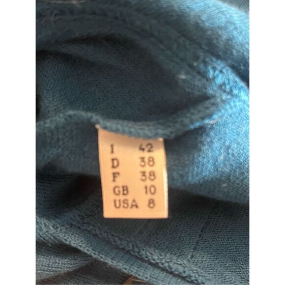 Moschino Teal Woman’s Cap Short Sleeve Lana Wool Pull On Sweater Preppy, Work We - Picture 5 of 8